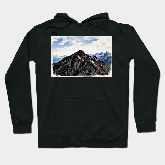 Panorama of Switzerland / Maléa is looking for the Kobold - children's book WolfArt Hoodie by RaphaelWolf